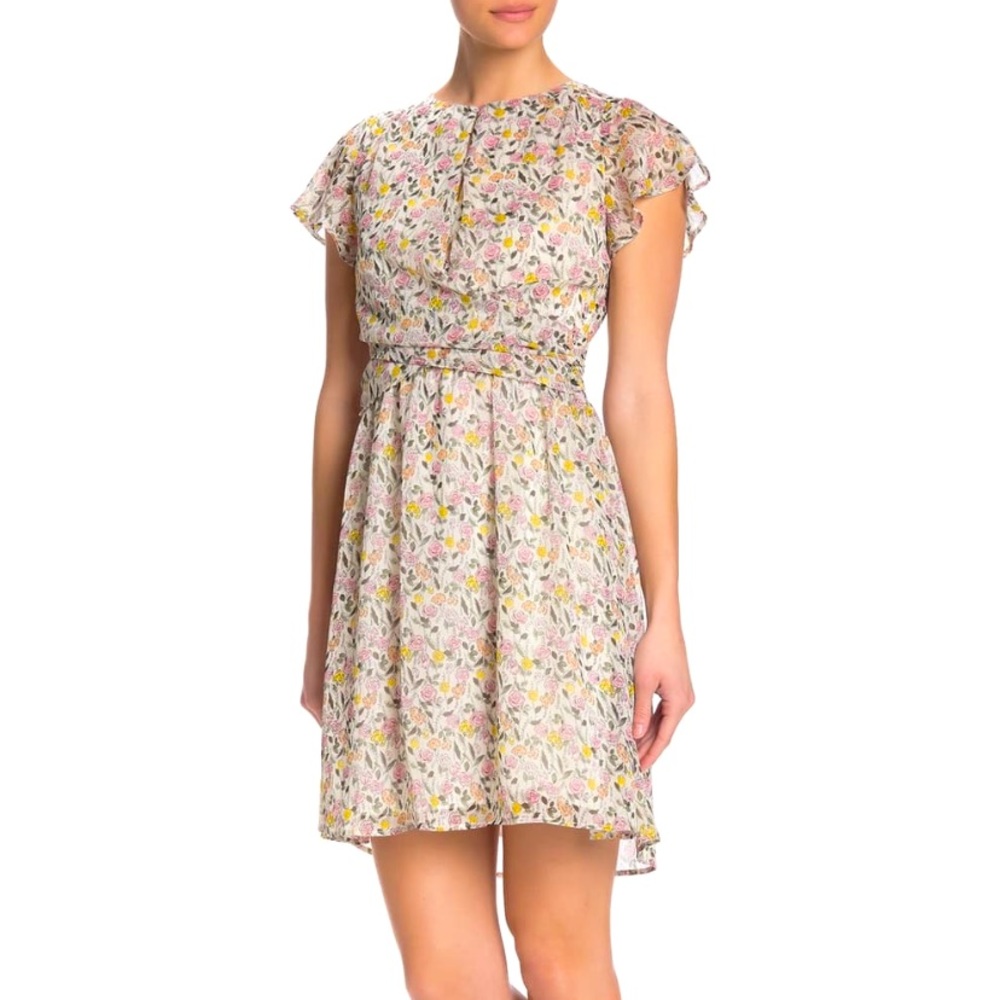 Sam Edelman Chiffon Patterned Drape Mini Dress NWT - image 1